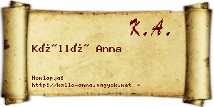 Kálló Anna névjegykártya